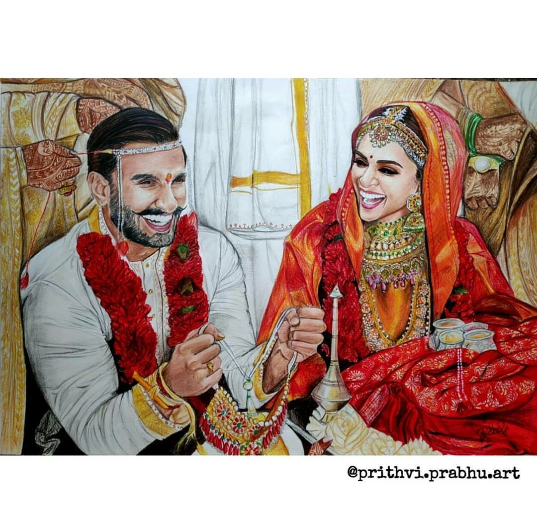 The Most Beautiful Couple Artwork in Color Pencils  #DeepikaPadukone  #RanveerSingh  @deepikapadukone  @DeepikaPFC  @RanveerOfficial  #13YearsOfDeepikaPadukone