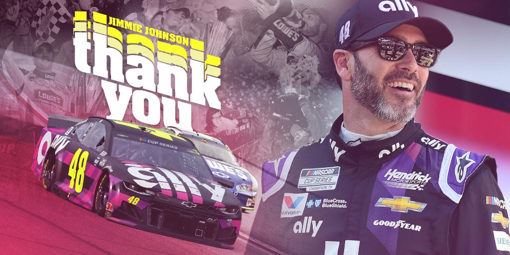 NASCAR's tweet image. Seven championships. 
83 victories. 
Countless memories. 

@JimmieJohnson, it&apos;s been an incredible ride. #OneFinalTime