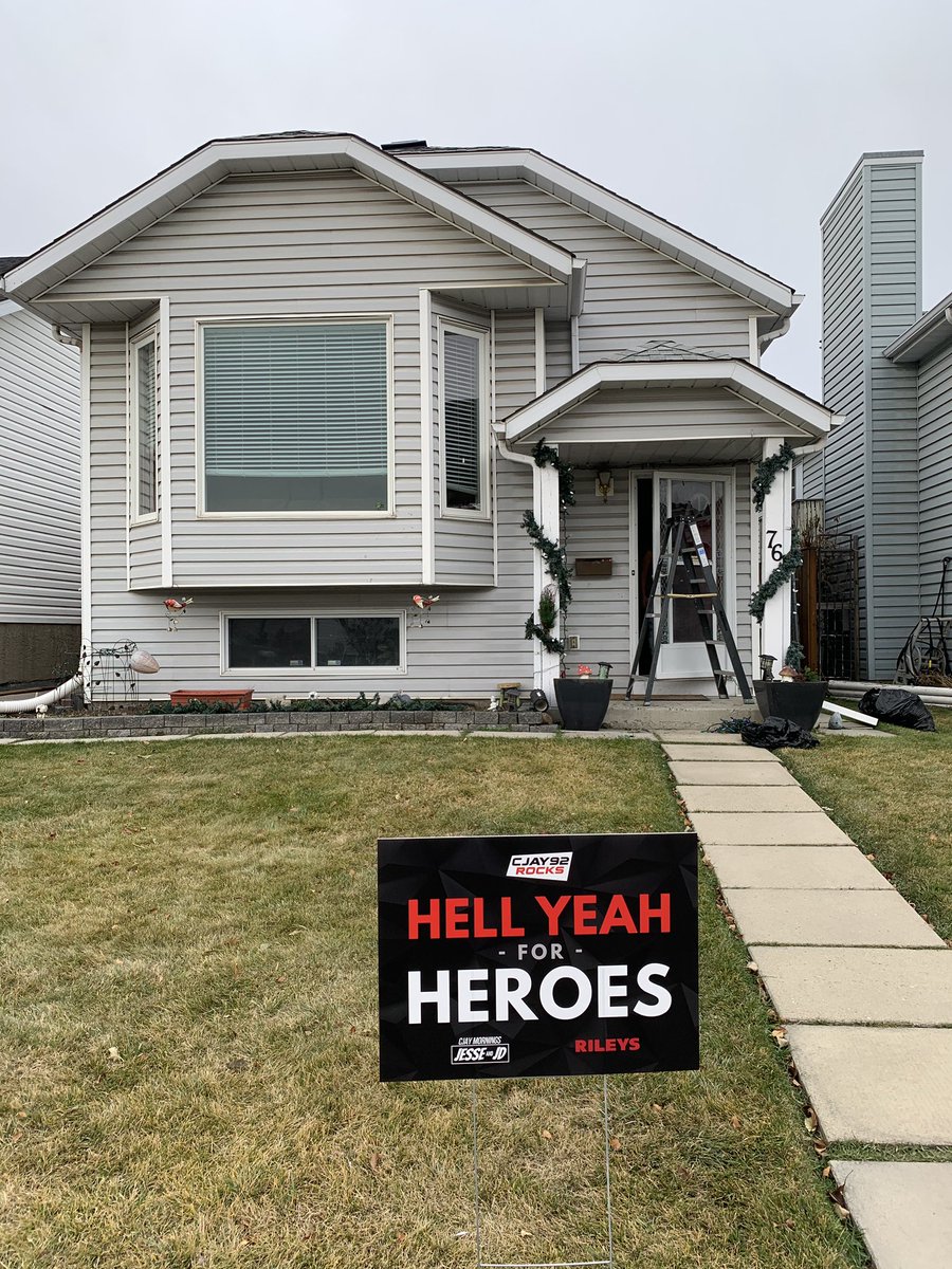 CJAY92's tweet photo. We are stopping by as many Military members houses in Calgary as we can to give em a Hell Yeah and a thank you.
We also come with a token of our appreciation from our friends at @trolley_5 !
Text ‘HERO’ to 92-92-92 to nominate.
@jessemodz and @JDfromCJAY #HellYeahForHeroes https://t.co/TDkYqecvEj