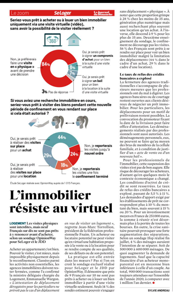 OUI les #visites vidéos/virtuelles sont 1 progrès pour la recherche immobilière aujourd'hui.
NON cela ne remplace pas la visite #physique dans l'#achat et la #location
OUI aux visites (cadrées) ! <a href="/SeLoger/">SeLoger</a> pour le <a href="/leJDD/">Le JDD</a> #RPimmo