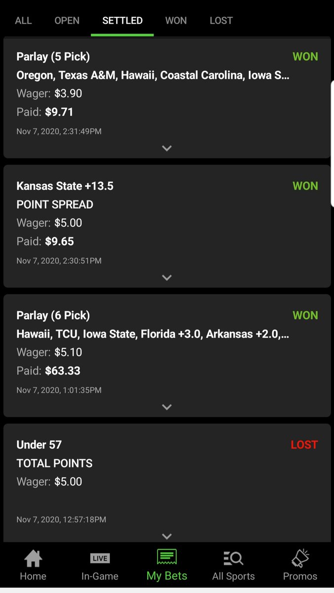 PaulRooby's tweet photo. Well my CFB Noon parlay for @LoudSportsPod was a no-go, but the evening games won big! Let's keep it going through Sunday with some of my Fab Five from this weeks episode:
BAL +1, ATL -4, MIN ML, TEN ML, BUF +3, HOU ML, LAC +1, AZ ML. Or check my ML parlay ⬇️ #GamblingTwitter https://t.co/X8dy17jFUU