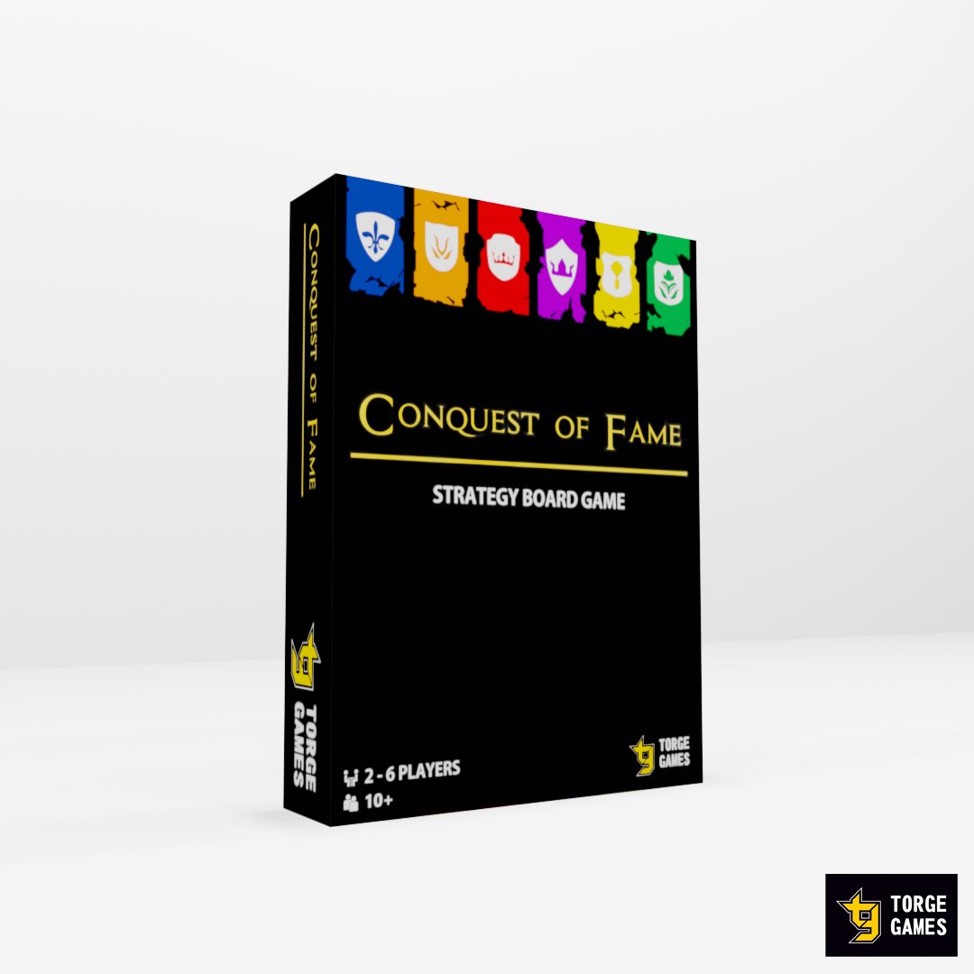 torge_games's tweet photo. Throwback to 2012. I created first board game. Today remastered. Smaller box, foldable map, little graphics edits. Same composition. Half of the size of real one. #boardgames #conquestoffame #throwback #Blender #3d #memories #remastered https://t.co/v3dfQnD5bM