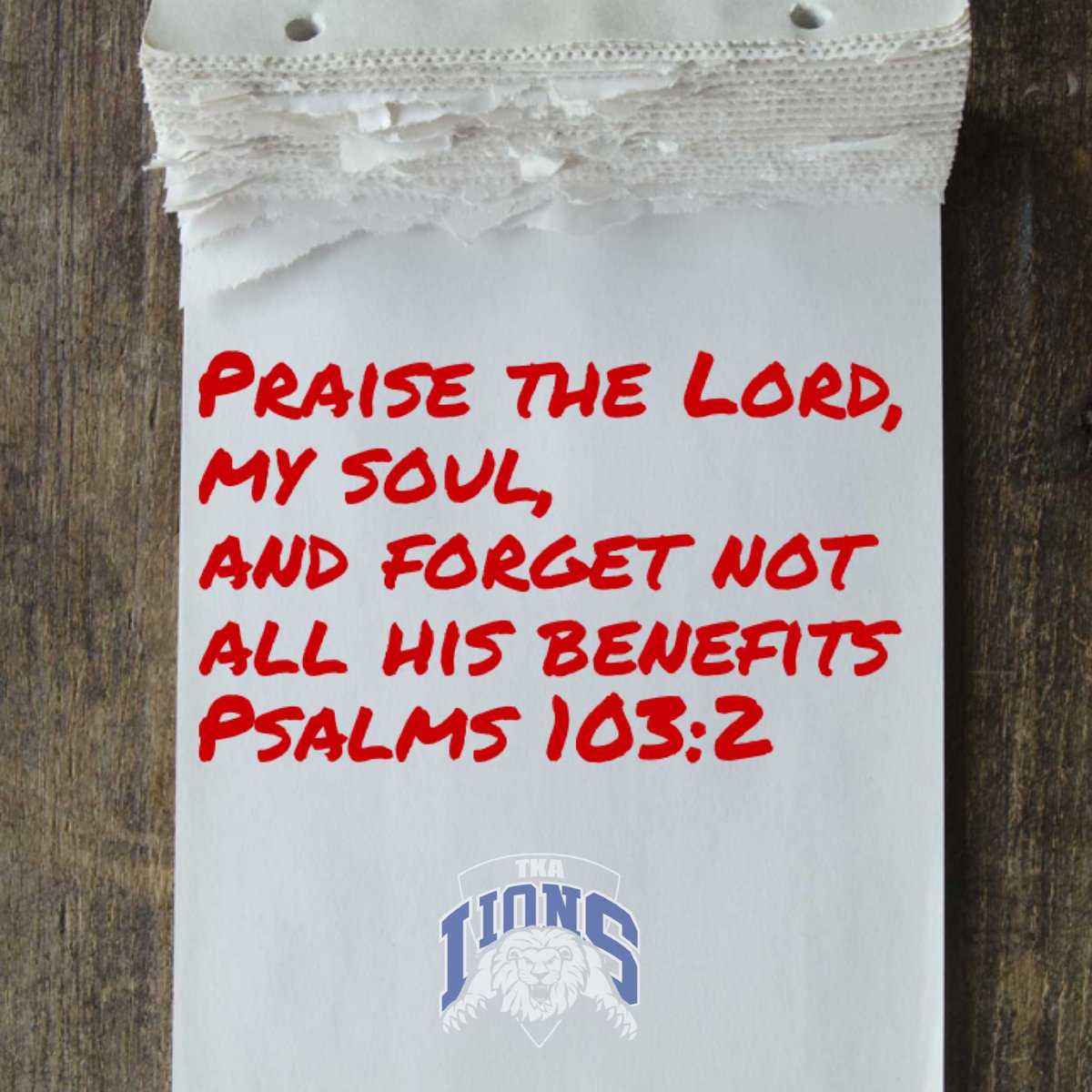TKALions's tweet photo. Don’t. Forget. #eternityinAthletics #theLionLife🔵🔴🦁 #ScripturalSundays📖 https://t.co/8igSzMyZi6