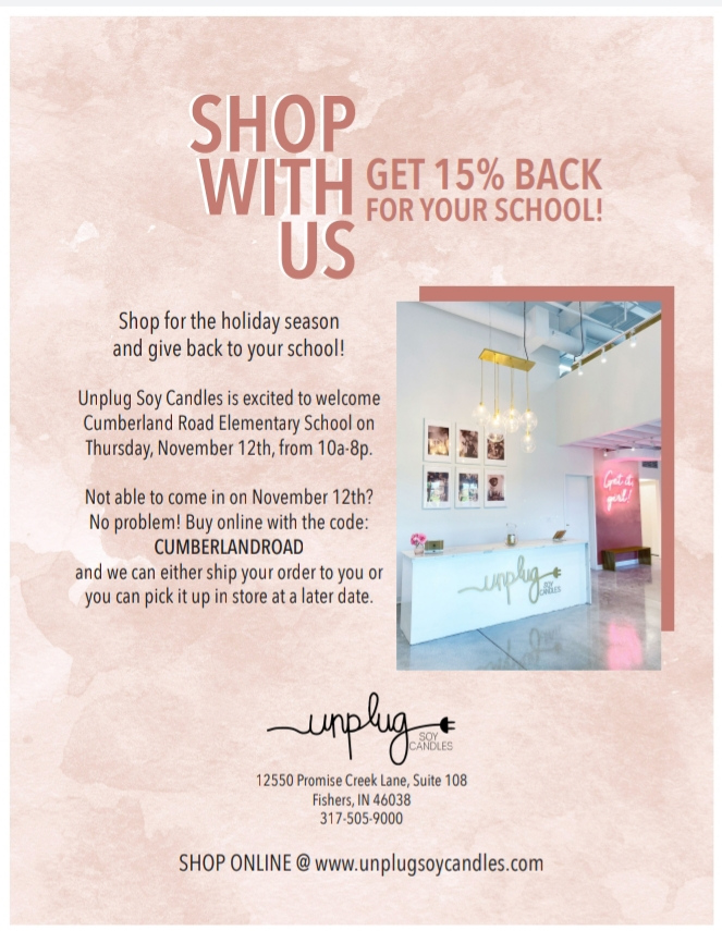 CRE_PTO's tweet photo. Support CRE this week by shopping! Thursday, Unplug Soy Candles will donate 15% of purchases (in store & online) back to CRE. You can choose one of the many options or pour your own candle! My kids love it! Please share to support CRE & a local business! #SupportCRE @CREhseIN https://t.co/XjdrKJMjqp