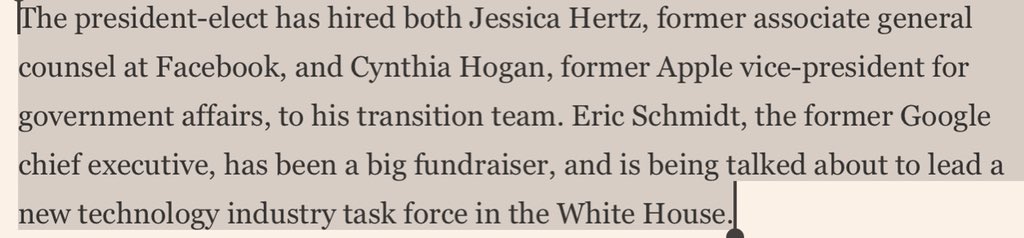 GatlinMcArthur's tweet photo. Apple, Facebook and Google put their people front and center in Biden’s new government. Eric Schmidt even gets to create a new task force for himself to lead.

Silicon Valley is back in the saddle.

What can Silicon Valley expect from Joe Biden? https://t.co/8yfW1zO3iA https://t.co/Us190O2Mne