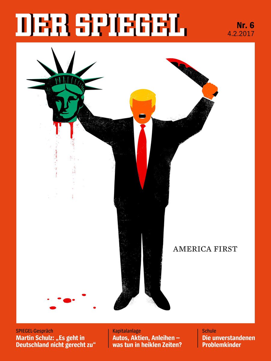Amy_Siskind's tweet photo. Germany's Der SPIEGEL cover Feb 4, 2017 and this week 🇺🇸 https://t.co/rMe2obeZBw