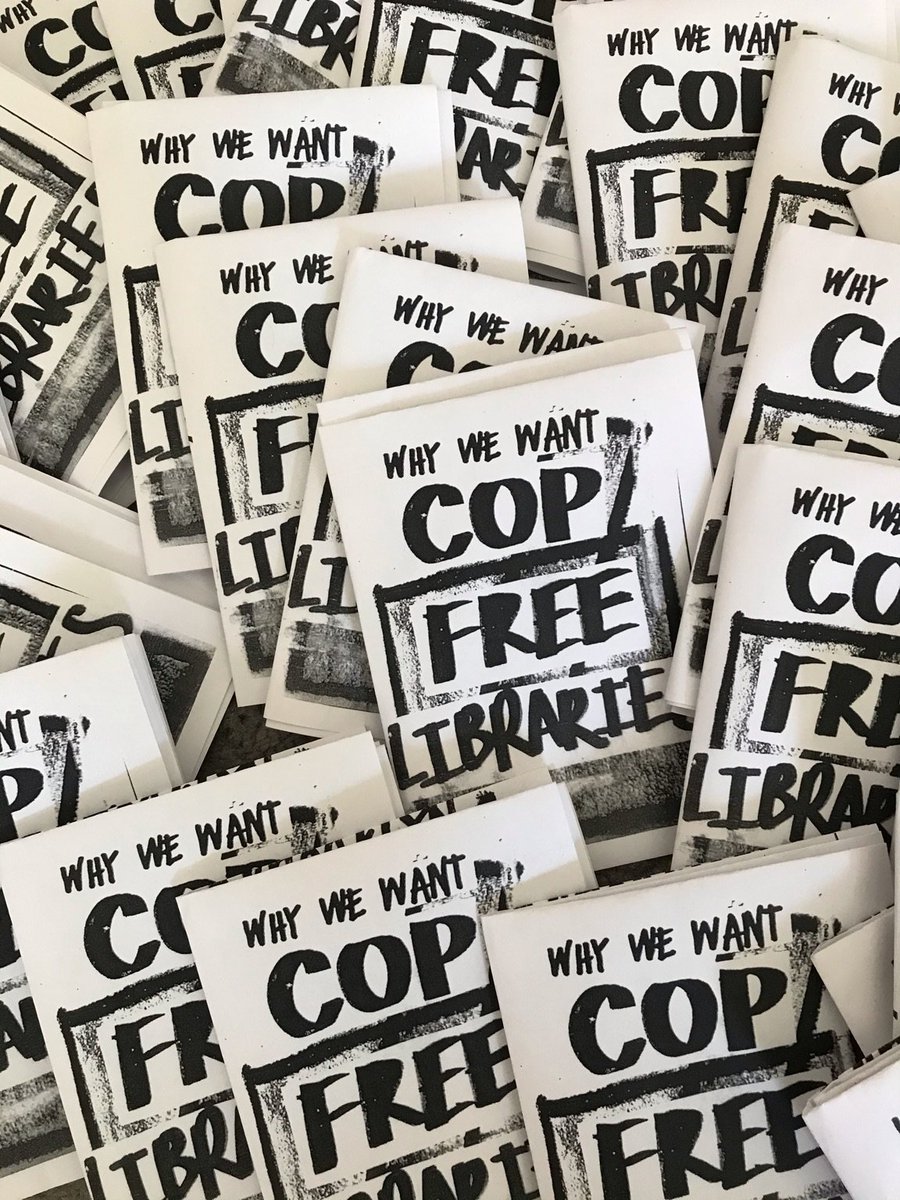 CopFreeLibrary's tweet photo. Want to know why we're fighting for #CopFreeLibraries? Come pick up a zine from us when you're checking out the @abolitionbks book drive/book fair/teach-in today and learn why it's important that we end policing and punishment in libraries in NYC. https://t.co/k54o7tXbbI