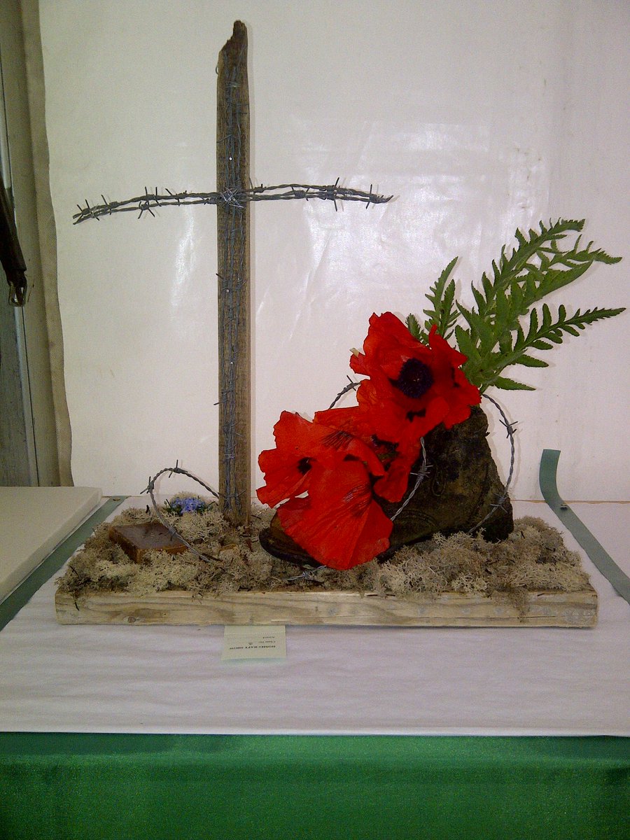 My flower arrangement from Grandad's old boot #RememberanceSunday