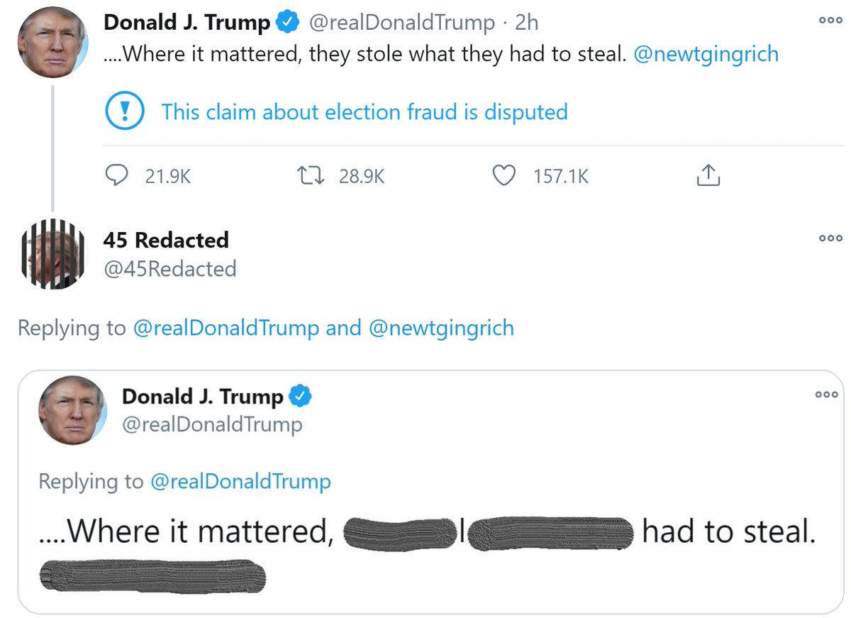 45Redacted's tweet image. #IMPOTUS #SundayMorning #ImpeachedForLife #ToiletTrump #LaughingStock #MoscowMitch #StableGenius #Resign #Impeach #Corrupt #Contempt #BlueWave #Resist #Resistance #TheResistance #Indivisible #ImpeachTrump #FBR #Redacted #Politics #Humor #Funny #Satire #Parody #News