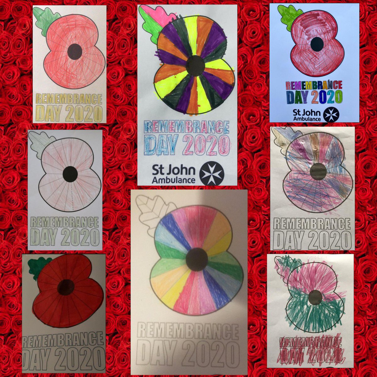 Wat_BusheySJA's tweet photo. On a day where we would have normally been out on parade to remember all our fallen heroes, we have had to alter it this year. Our wonderful Badgers have been creative this week colouring in these beautiful St John Remembrance posters. We even had one hand drawn piece of artwork. https://t.co/eeKXM9GMWC