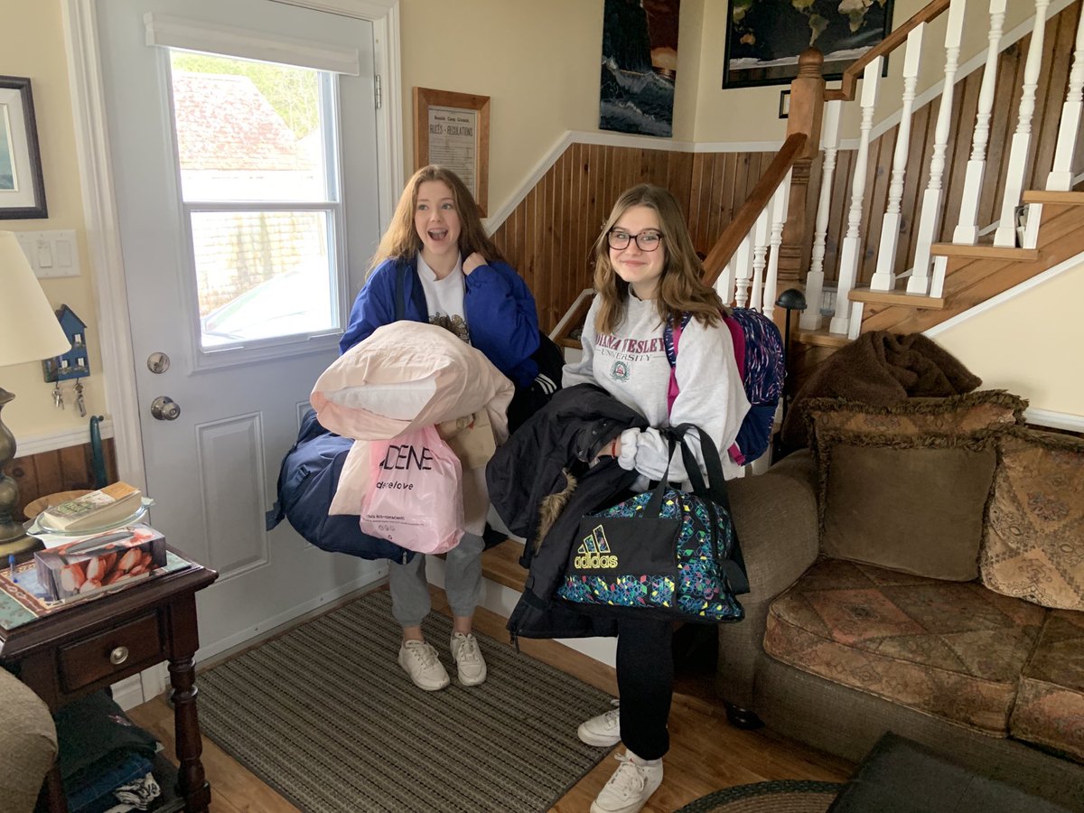 HCWilsonATL's tweet photo. These two beauties - my granddaughter Maddie and her good friend Shorey Moore - spent two nights at the cottage this weekend. How much luggage would they have for a month??? https://t.co/Q7Crkk1Wic