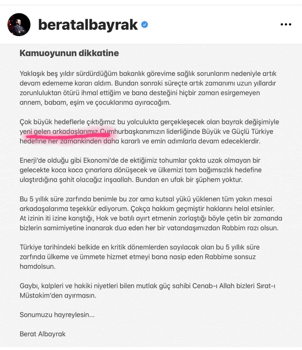 Biri istifa diğer bakanlarimiz görevden aliniyor sanirim.
Kısaca Kabine Güncellemesi Yapılıyor.

#damat
