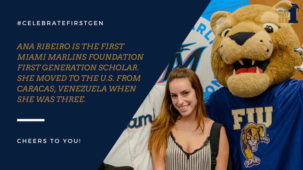 Ana Ribeiro, a psychology major, is the first Miami  @Marlins Foundation First Generation Scholar. Born in Caracas, Venezuela, she moved to the U.S. at the age of three and was raised by her mother and grandmother.  #CelebrateFirstGen  https://news.fiu.edu/2019/miami-marlins-foundation-surprises-new-first-generation-scholar