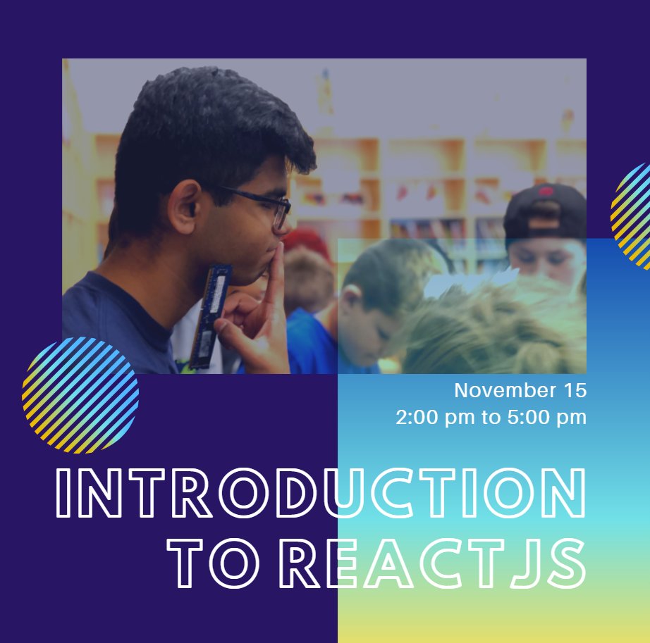 ycomputing's tweet photo. Join us next week for Introduction to ReactJS by Heet Shah!
Register by link in bio.
#stem #stemeducation #stemforkids #coding #hackathon #ymm #computerscience #innovation #technology #learn #youthcomputing #ccd #communitycodeday https://t.co/sMLfOZNND6