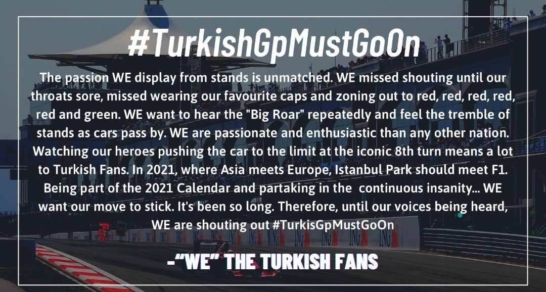 #TurkishGPMustGoOn <a href="/f1/">Formula 1</a>