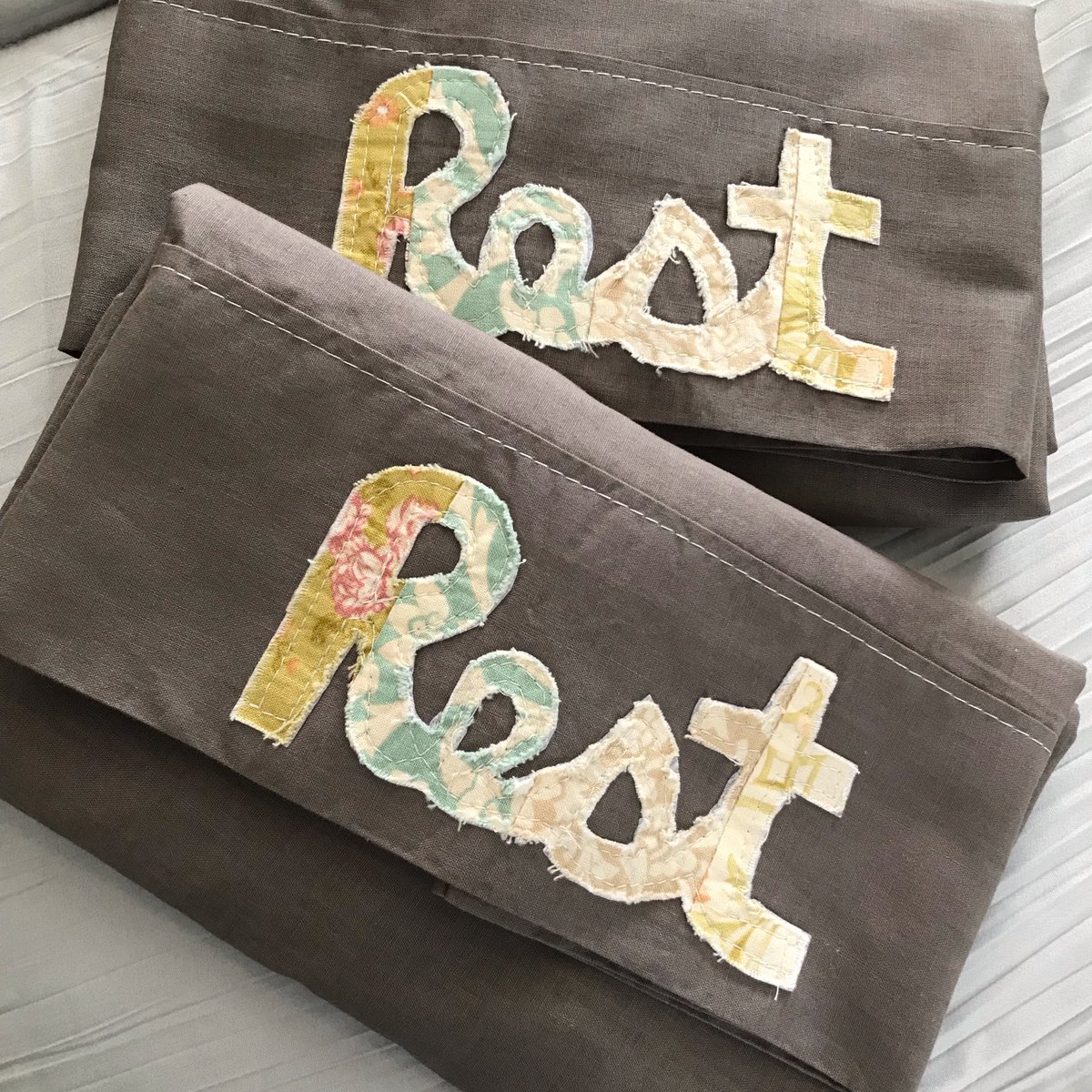 Made a pair of “Rest” pillowcases for myself today. Maybe I’ll make some for the shop. What do you think?  Gconvo. Gospel Conversation Gear. gconvo.com