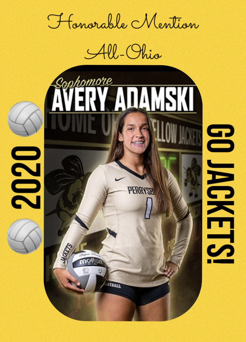 PHSVarsityVball's tweet photo. Congratulations to All-Ohio recipients! ππ Perrysburgβs Sophomore Libero, Avery Adamski, earned Honorable Mention All-Ohio! Congrats! We are so proud of you! #GoJackets #PerrysburgVolleyball #PHSVB20 @PburgAthletics @AdamskiAvery https://t.co/zqUVZCYvPW