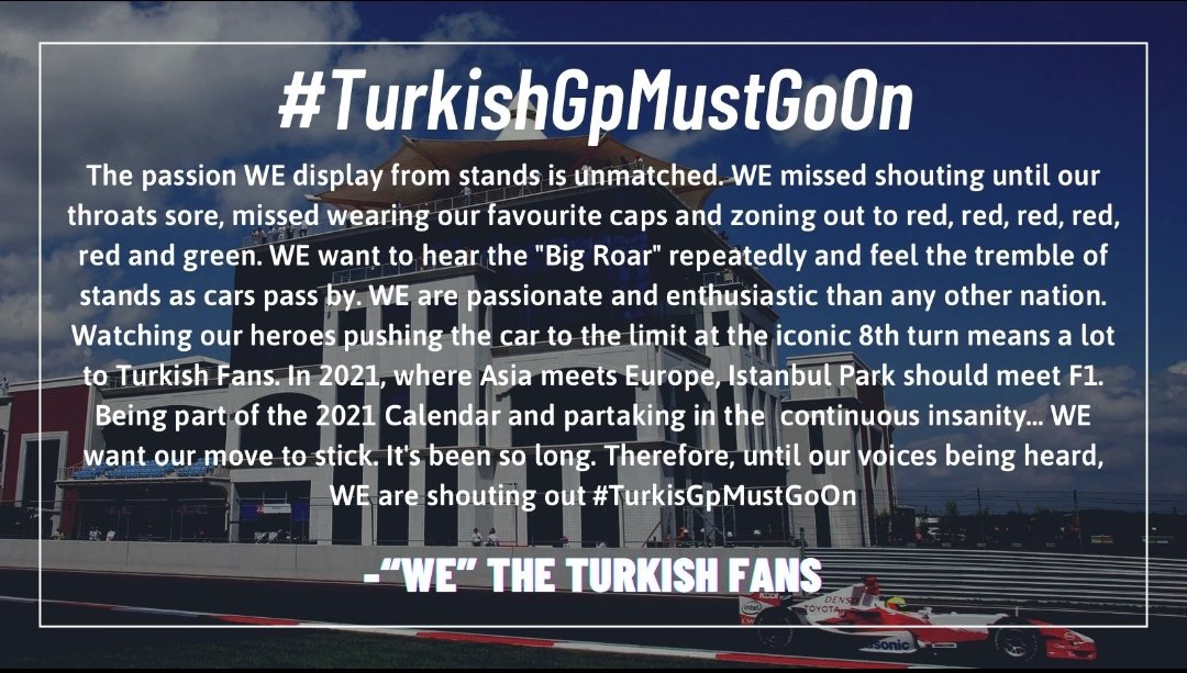 #TurkishGpMustGoOn <a href="/f1/">Formula 1</a> 🇹🇷🇹🇷