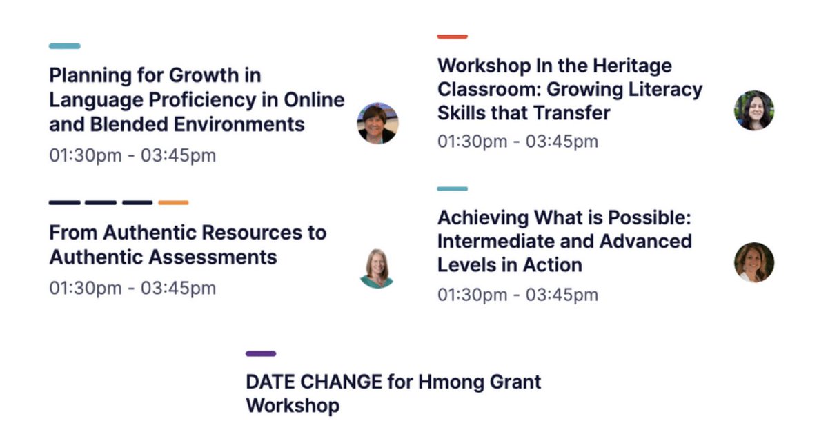 mctlc's tweet photo. #MCTLC20 Session 3 Live Workshops are coming up from 1:30-3:45. Don't miss our rockstar lineup: Keynote @grahnforlang #MN #TOY @jenl987 @OWLanguage @RogersDarcy & @WaysidePublish @cristinbleess.
#Hmong Grant Workshop will be NEXT wk to ensure all can attend. #heritagelang https://t.co/Mpnwu8kJwC