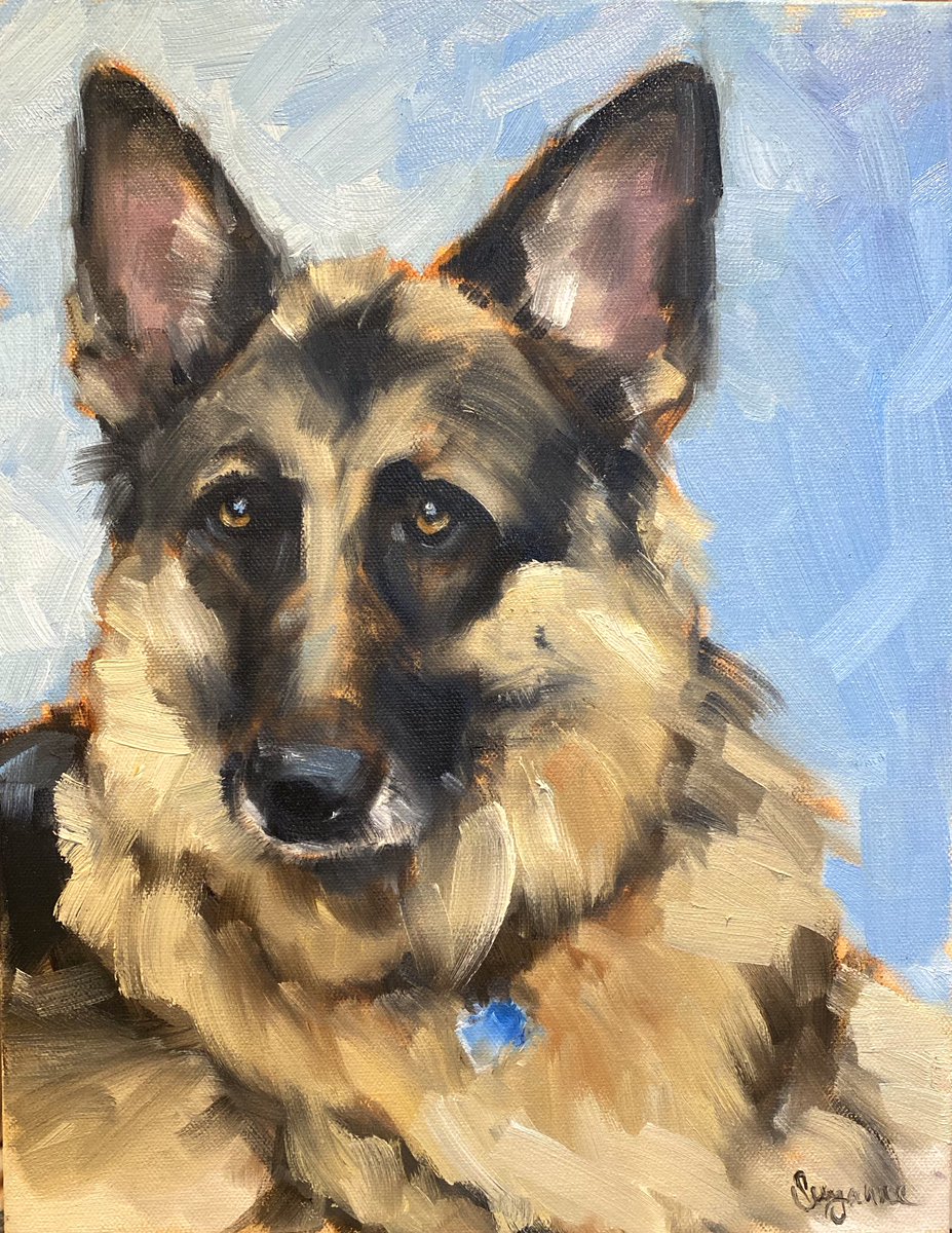 SuzanneSheran's tweet photo. @DogsForBiden Painted this portrait of a Champ during the campaign to show my support. Please retweet to help me get it to the Bidens! @JoeBiden @DrBiden https://t.co/k71ocUUx5U