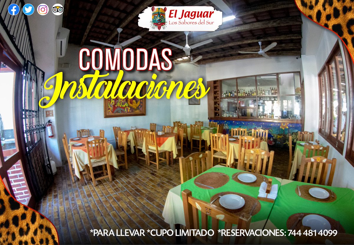ElJaguarRest's tweet photo. Calidad, buen servicio, higiene y distancia Contamos con las medidas sanitarias para la comodidad de ustedes y nosotros, siéntete seguro en nuestras instalaciones para disfrutar con tu familia nuestros platillos 👨‍👩‍👧‍👦

#FelizDomingo
#Acapulco 
#SaboryTradición
#calidadyservicio https://t.co/HfIkyHwUZ5