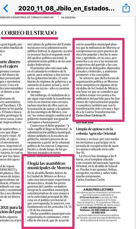 AMmoBJ_'s tweet photo. Hoy en "El Correo Ilustrado" de @lajornadaonline el compañero Carlos Cárdenas Márquez escribió esta reseña sobre nuestra Asamblea Municipal.

«Sólo el pueblo organizado puede cambiar a la nación».

#ParticipaciónCiudadana https://t.co/yTpQd4eMSc