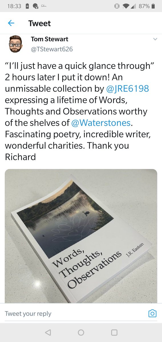 RichardEaston's tweet photo. Wendy has ordered a copy of my #poetry book #WordsThoughtsObservations & has nominated @samaritans as the beneficiary of the charitable donation that comes from the sale of every copy.
Full details of the supported charities are at https://t.co/3fHICzuQfD
Who will you support? https://t.co/aG3LNyJZiF
