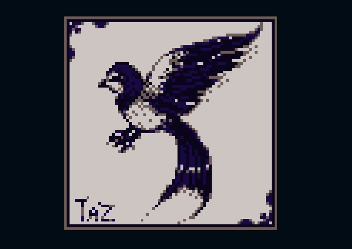 Tazzukii's tweet photo. Birb, (swallow) 4 colour pallet. 75x75 #bird #pixelart #pixel_dailies @Pixel_Dailies #swallow #stopautocropping #pixelbird https://t.co/i97ctW02vN