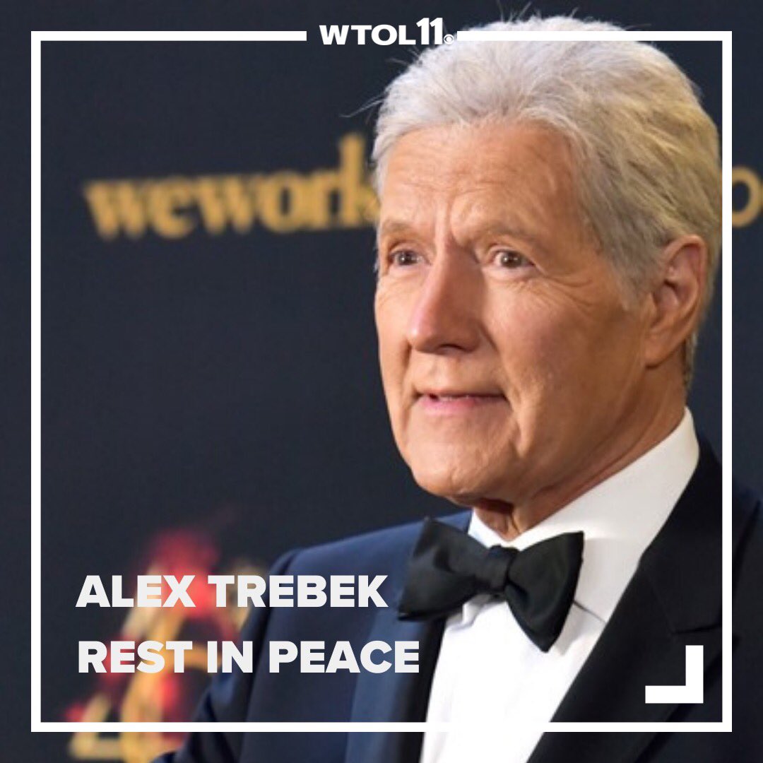 WTOL11Toledo's tweet photo. Thanks for the knowledge, Alex. RIP. 😢 #thanksalex #ripalextrebek 

MORE: https://t.co/YR0EM3eONx https://t.co/Vp3f6h4FxG