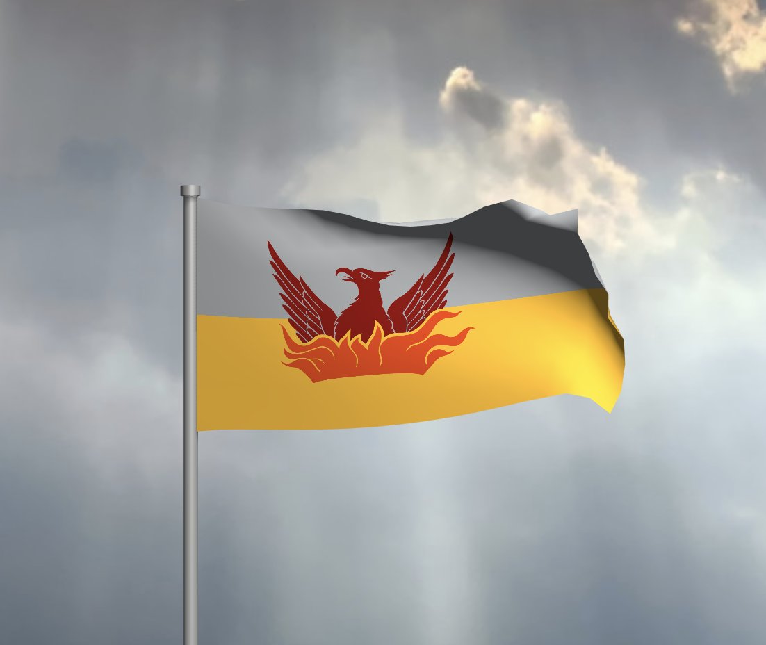 SFfogGoldFlag's tweet photo. IF the phoenix and flames were centered near the hoist (flag pole), to be better seen, and placed at the golden ratio location... the flag would look like this. #SFflag #goldenratio #SFfogandgoldflag #fogandgoldflag https://t.co/wbwO4xfoRF