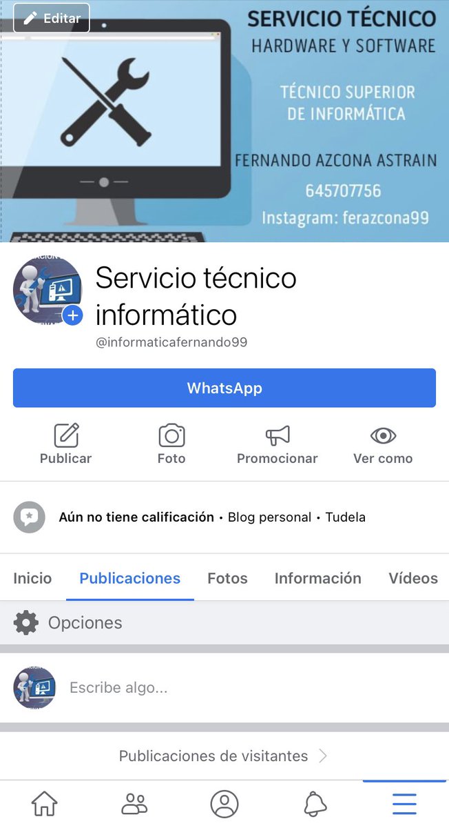 Mi página web para servicios informáticos tanto hardware como software.
facebook.com/informaticafer…