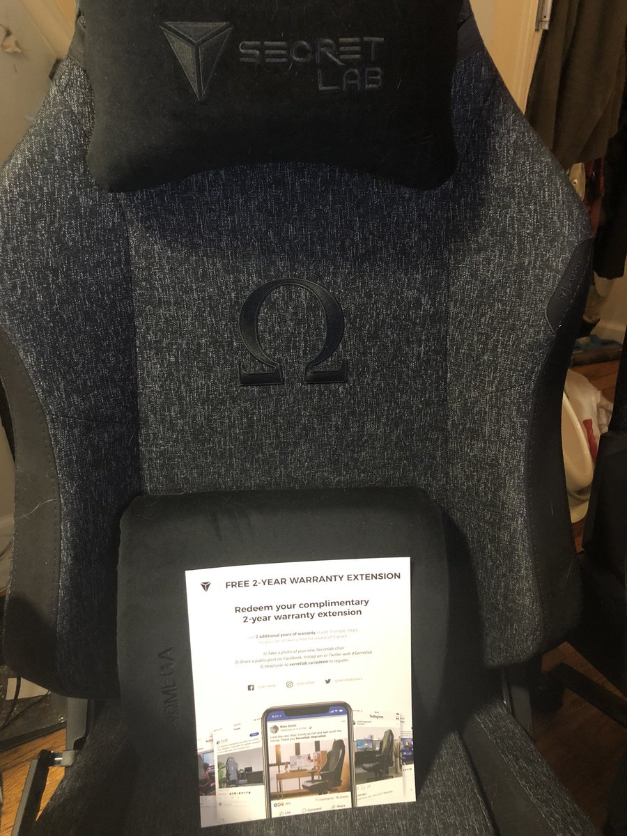 #secretlab I love being forced to post on my social media in order to receive a free warranty that should  already be included without getting free advertising out of customers.