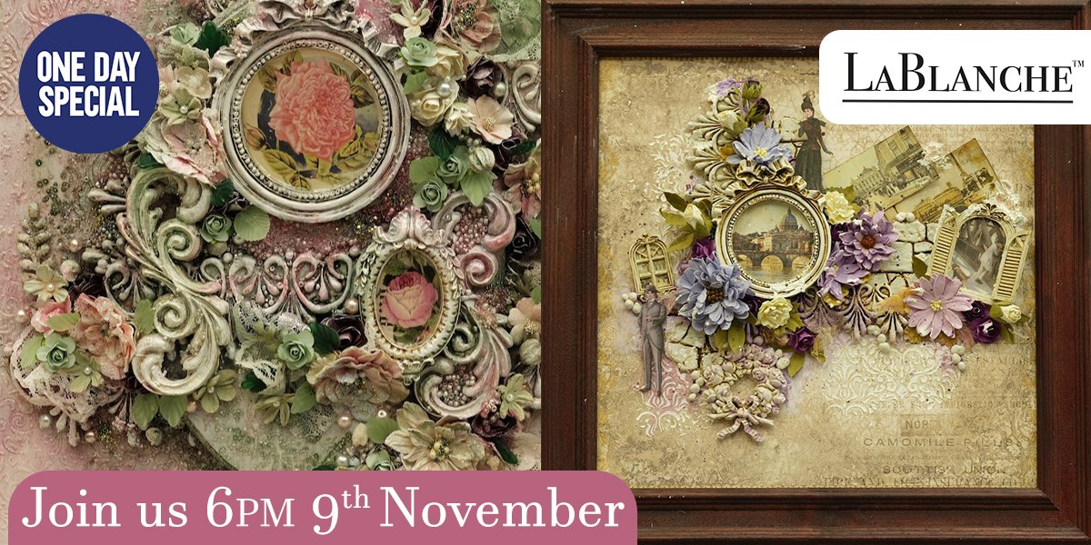 thecraftstoretv's tweet photo. Blanche joins us tomorrow from 6pm for a brand new One Day Special! Here's a sneaky peek 😉🌸💜 #LaBlanche #MixedMedia #Hochanda #Creative https://t.co/7oZ2ThsCO7