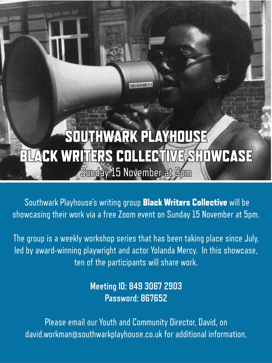 Our ridiculously talented Black Writers Collective led by <a href="/yolandamercy/">Yolanda Mercy</a> are showcasing their work via Zoom next Sunday, 15 November at 5pm. Feel free to join us - we'd love to have you there to see the writers of tomorrow! See the attached 📷 for details ✍️💻📱📣