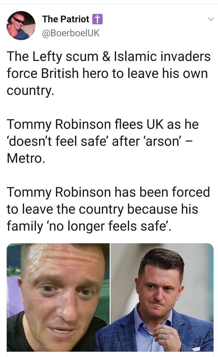 Just casually promoting a video from a white nationalist tommy robinson fan...