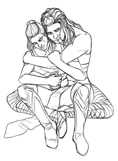 I just think being all shnuggled up in those huge arms must be reeally comfortable. #criticalrolefanart #beauyasha 