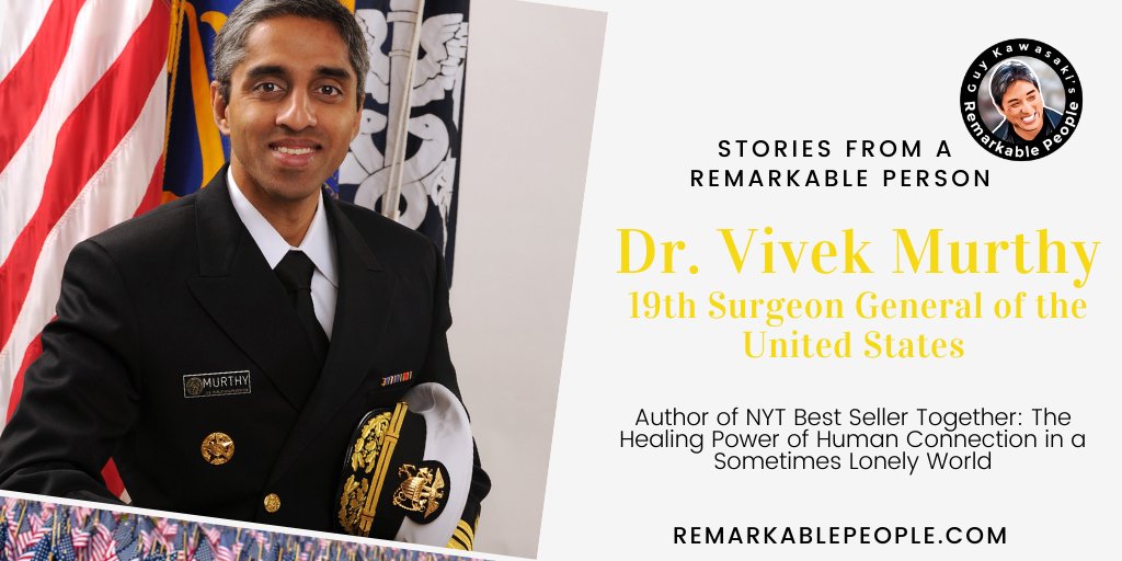 GuyKawasaki's tweet photo. LISTEN to Dr. @vivek_murthy on #remarkablepeople 🎧 https://t.co/Vb61xVXK6Y
He worked with @JoeBiden pre-election and HOPEFULLY he'll be working with him more in the future as he works on his transition plan. #podcast https://t.co/1GBgVds6cI