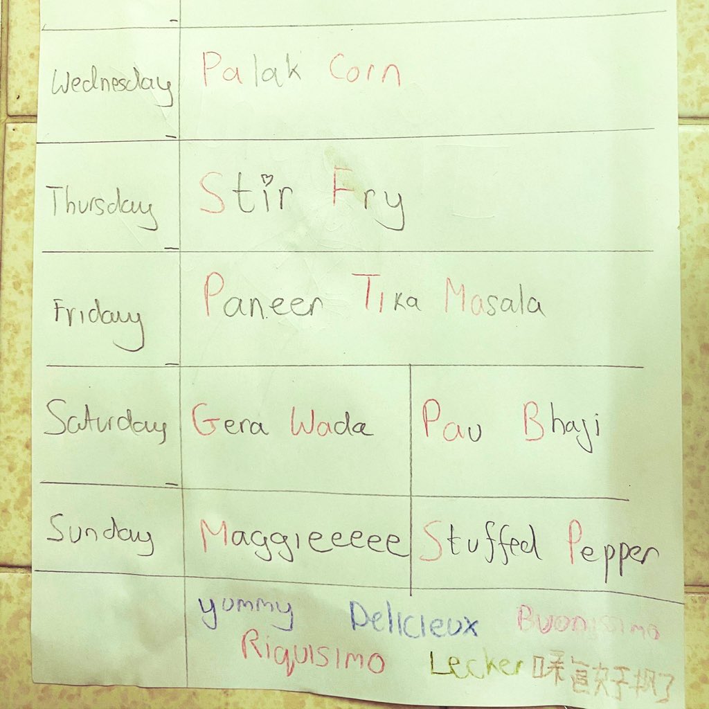 setulmehta's tweet photo. In an attempt to be more #efficient in deciding what to eat... #menu for the week sorted! #JustEatNoMore #UberOut #KitchenChaosNoMore #PauBhaji #StirFry #FirstWorldProblems #PaneerTikaMasala https://t.co/QPjS1kZDF9