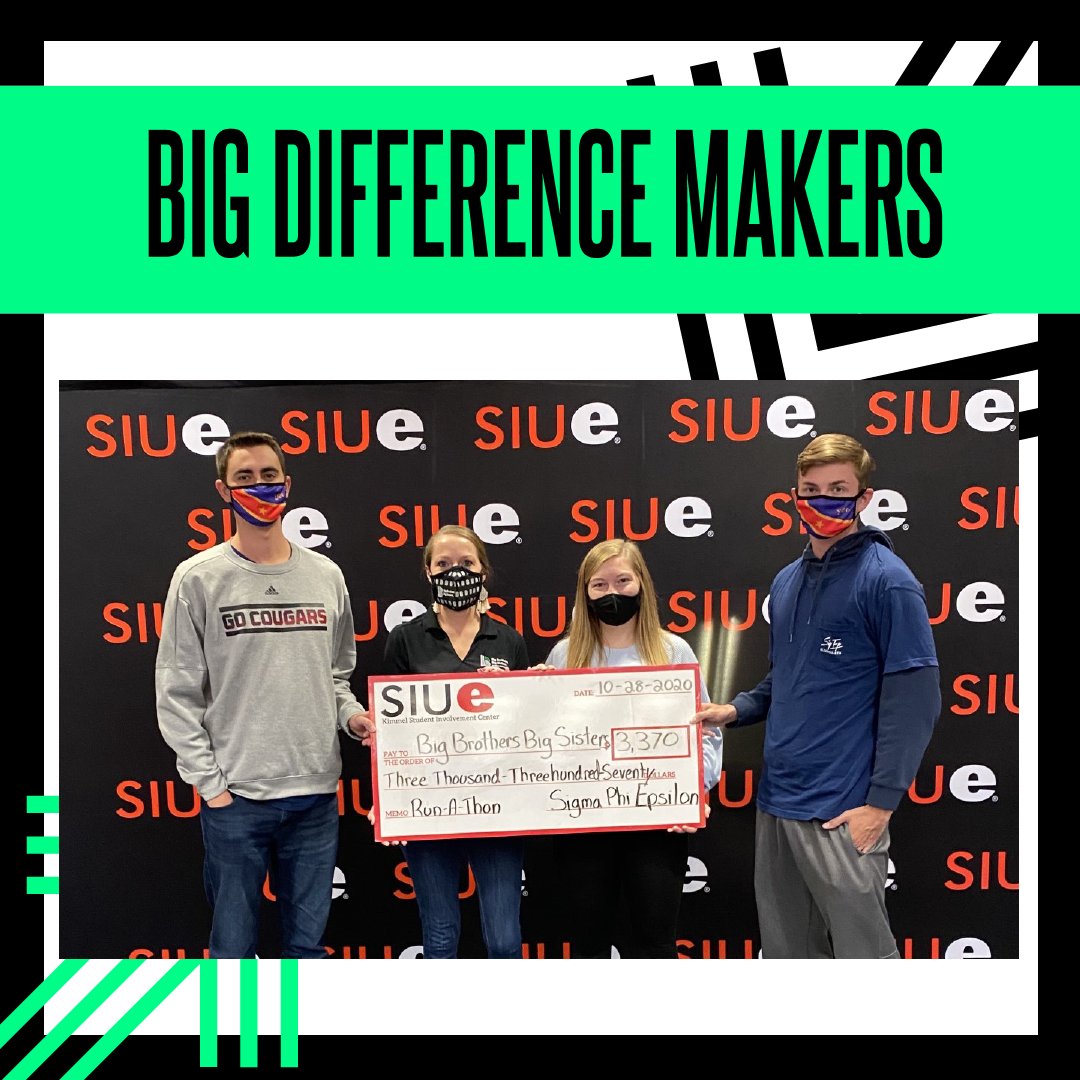 bbbsswil's tweet photo. It’s #ThankfulThursday and we would like to put the spotlight on Sigma Phi Epsilon Run - A - Thon Fundraiser held by the SIUE Chapter. @SigEpSIUE 

They are superstars. They donated all proceeds raised from their event to us. Their hard work has not gone unnoticed.💚

#Big https://t.co/b6DOzOZQGo