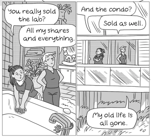 Story 3: Chrysalis-- Two pals reunite for a girls' weekend. They haven't seen each other in years, and while Clara is excited to reminisce, Tabby has taken pains to reinvent herself. What do you do when you realize "the good old days" were painful memories to your old friend?