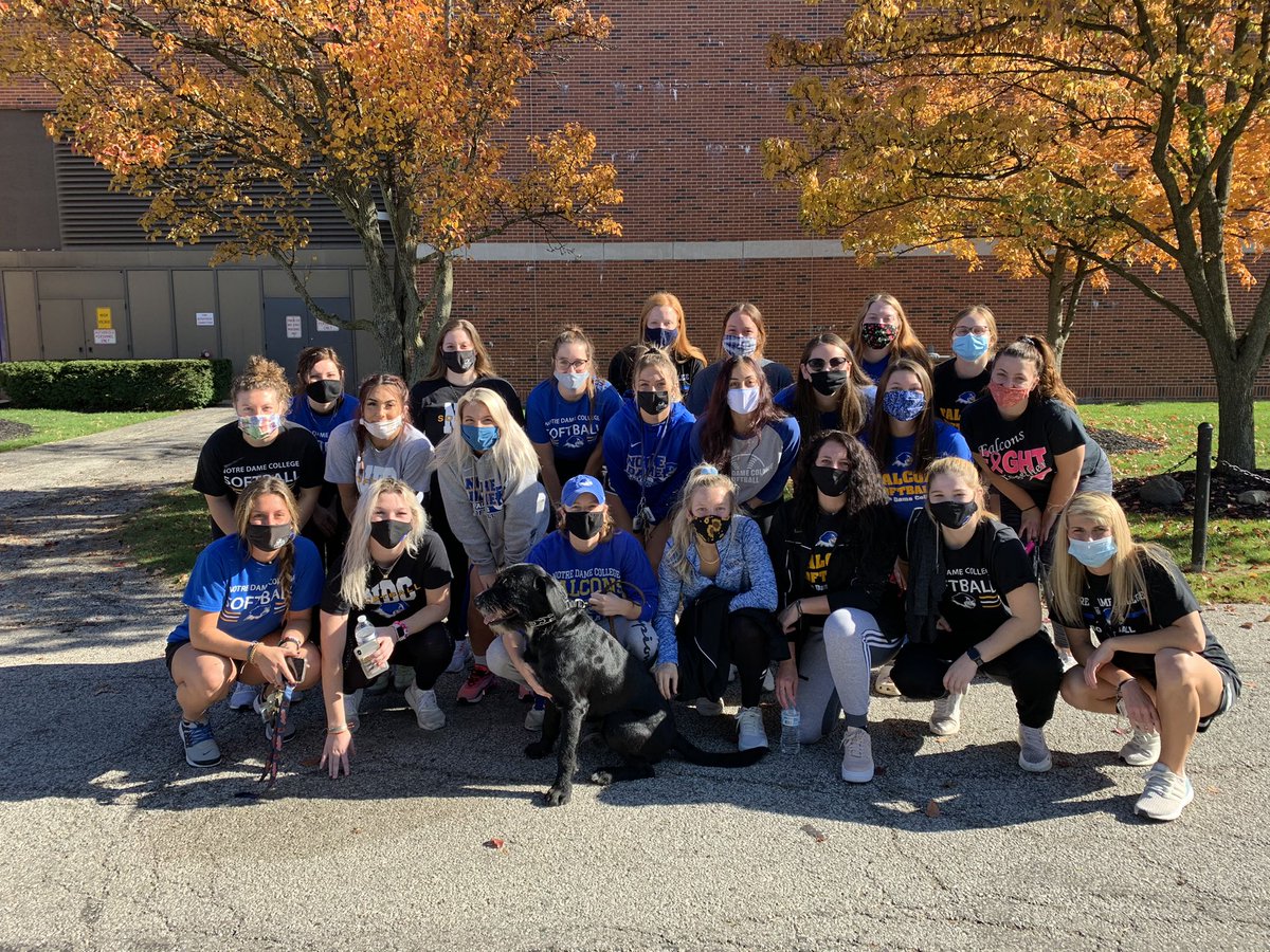 Beautiful day for the <a href="/NDCSAAC/">NDC SAAC</a> make a wish walk and walk for our own golfer Sean Kukoleck who is fighting brain cancer 💙 #falconfamily