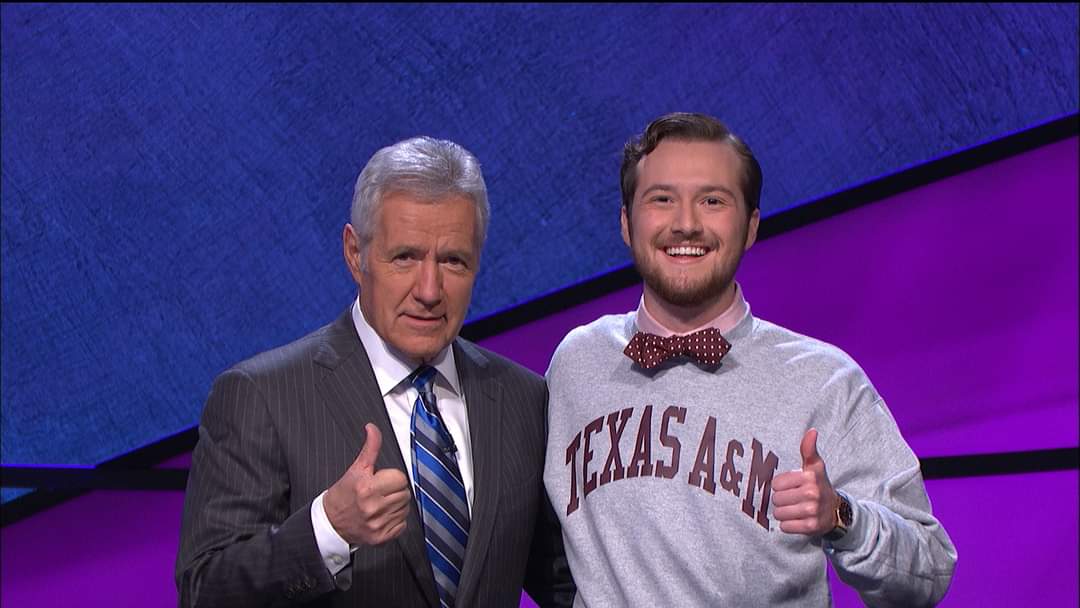 TDPope21's tweet photo. One of the most common questions Jeopardy! contestants get asked is "what is Alex Trebek like?" 
He is the most professional man I've ever met, the same in person as on TV. So humble and kind, he took a genuine interest in every contestant's stories, and chatted like old friends. https://t.co/FD6oTUli1b