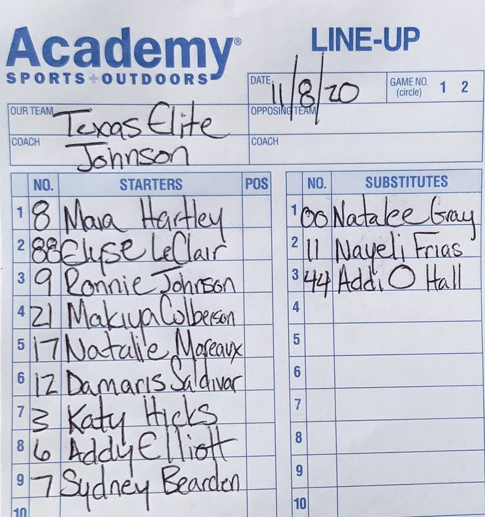 TEBSoftball's tweet photo. Game day update!
1:00 PM VS INpact Gold Elite DFW 
Lineup! https://t.co/MQpJeKzOhZ