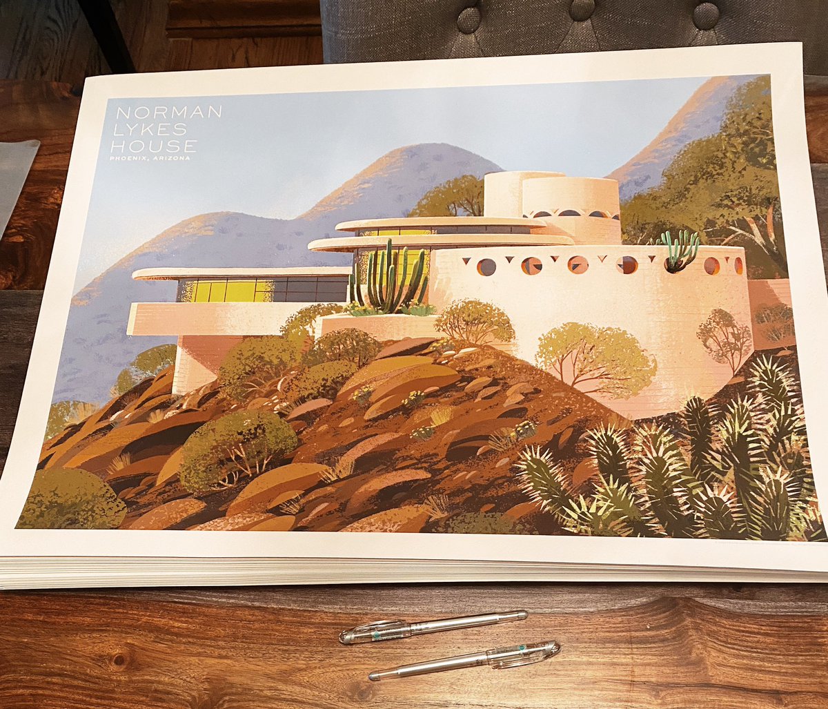 Signing prints today from @Spoke_Art  `s Frank Lloyd Wright show, Timeless! Thanks so much to everyone who ordered a print so far. ❤️ 