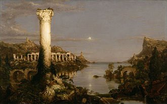 The “Course of Empire” series from Thomas Cole is one of my favorite painting composites.It tells the story of a culture in five parts, beginning and ending in a state of nature.
