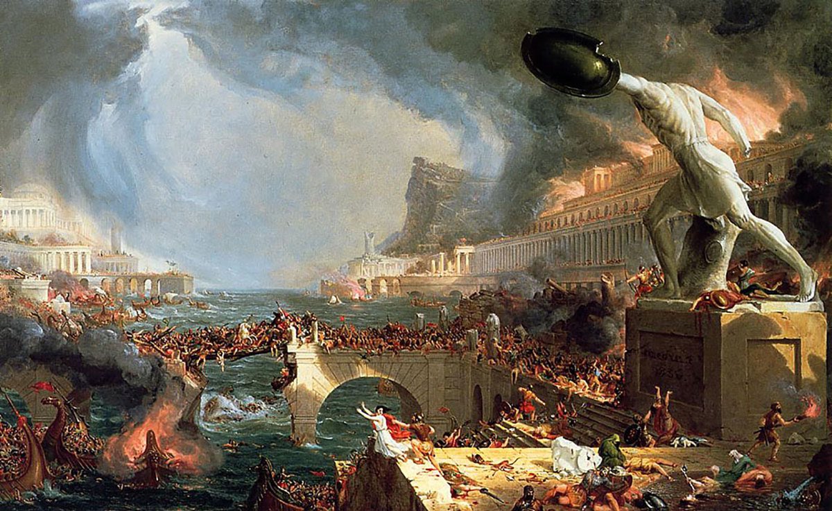 The “Course of Empire” series from Thomas Cole is one of my favorite painting composites.It tells the story of a culture in five parts, beginning and ending in a state of nature.