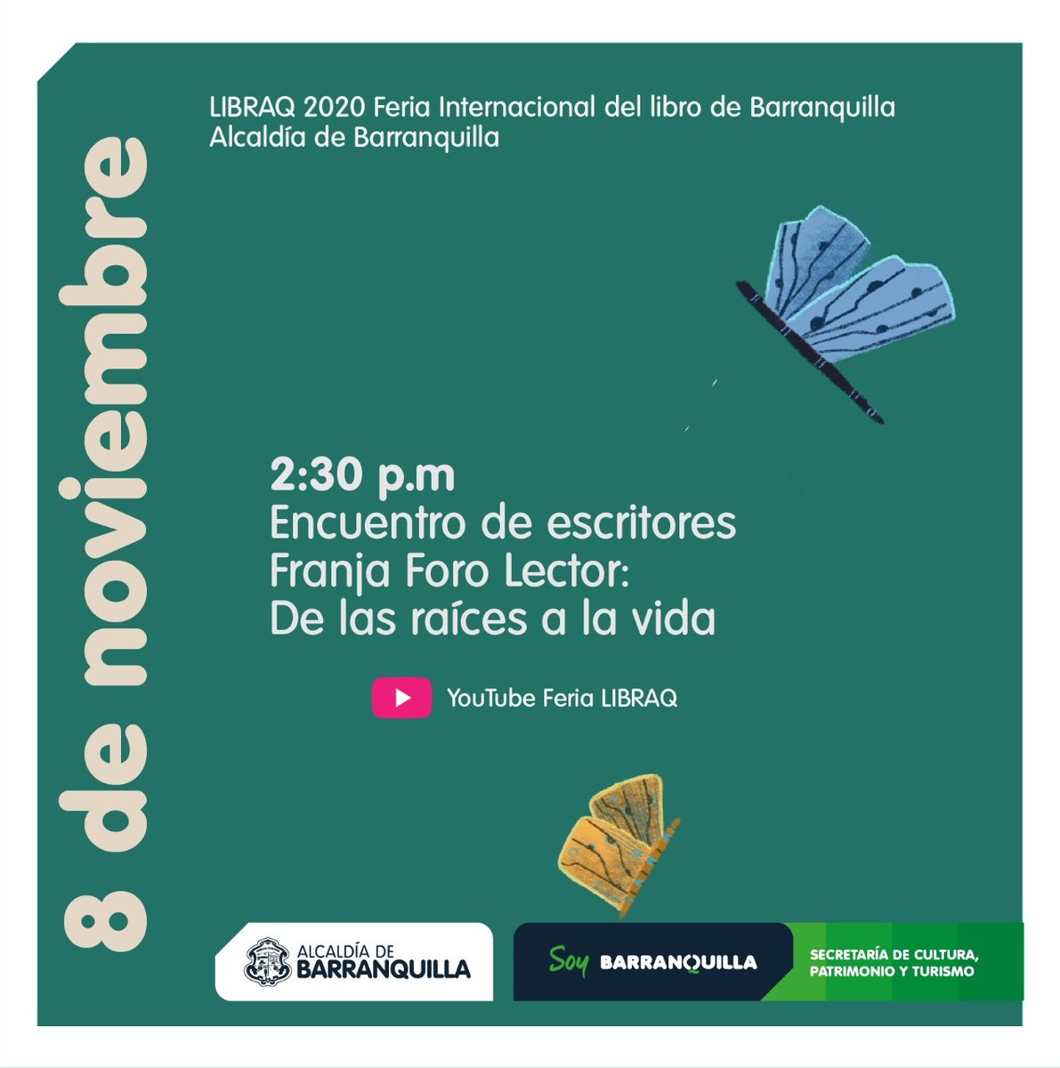 SecCulturaBaq's tweet photo. Sigue conectado a la agenda cultural dominical con los dos encuentros -de escritores y de poetas- en la Franja Foro Lector de la @ferialibraq, liderado por @BarranquillaCPT.
También puedes disfrutar de teatro con #Enitbar. Encuentra los links de acceso en: https://t.co/wkg3mfUZ9b https://t.co/5B6cNtl0JG