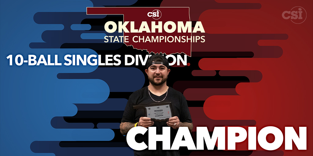 playCSIpool's tweet photo. 🥇 Congratulations to Trenton Bolding of Oklahoma for winning the 10-Ball Singles division at the 2020 CSI Oklahoma State Championships at Apache Casino Hotel in Lawton, OK.

🇺🇸
●
•
#wearepool #bcapoolleague #usapoolleague #bcapl #usapl #playcsipool #csipool #billiards https://t.co/XauFUyaMRe