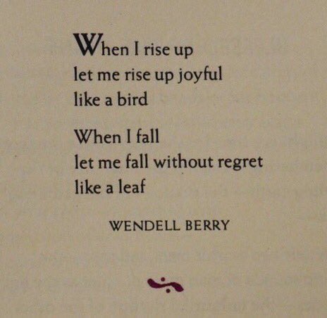 “Let me fall if I must fall” ~ The Baal Shem Tov “When I rise up Let me rise up joyful” ~ Wendell Berry