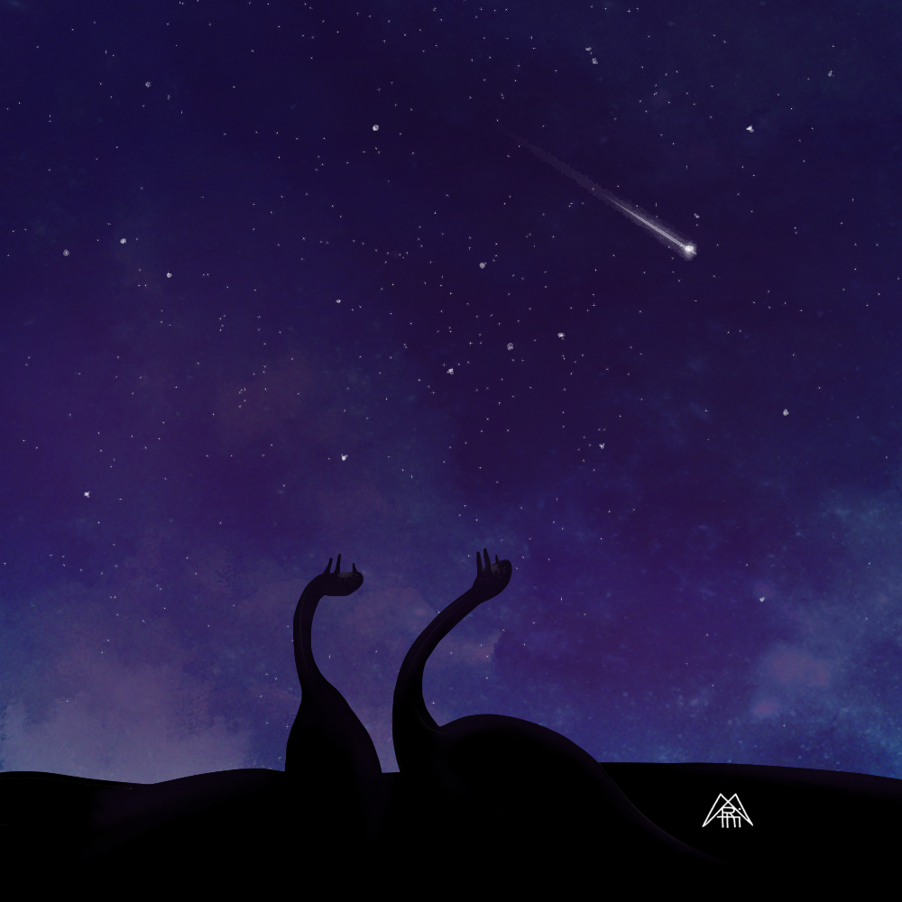 Martyna006's tweet photo. Prompt: space 
#Creatober2020
No, it's not a world-ending comet. Just a perfectly safe shooting star. https://t.co/eu86qLMH8D